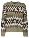 BRUNELLO CUCINELLI DIAMOND PATTERN STRIPED KNIT SWEATER