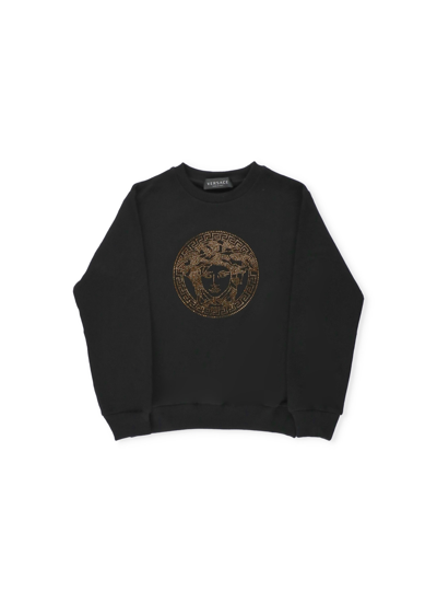Versace Medusa Sweatshirt In Nero+oro