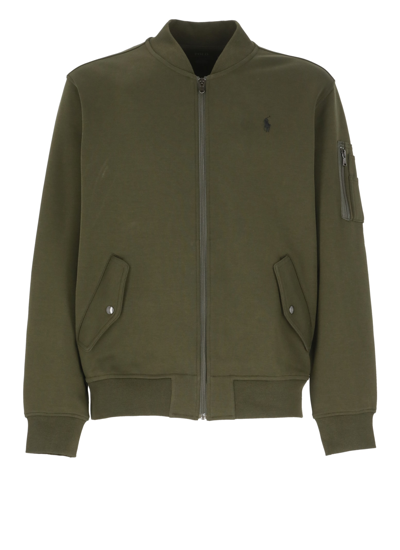 Ralph Lauren Double-knit Bomber Jacket In Company Olive