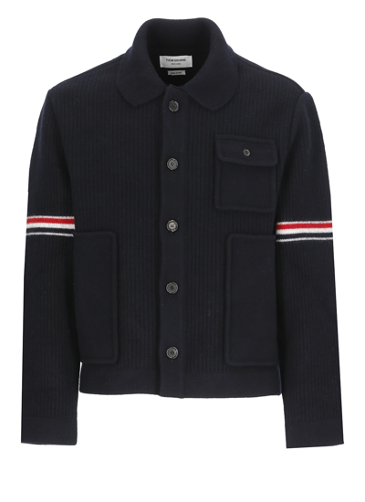 Pre-owned Thom Browne 'workman' Tricolor Wool Jacket In Blue | ModeSens