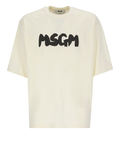 Msgm T-shirt With Logo In White