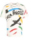 Palm Angels Brush Strokes Cotton Graphic Tee In Neutrals