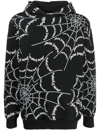 Palm Angels Spider Web Print Hoodie In Black