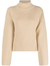 Patou Ribbed Turtleneck Jumper In Neutrals