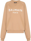 Balmain Logo-print Cotton Sweatshirt In Camel Rose Pale