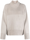 Dondup Roll-neck Wool-cashmere Jumper In Neutrals