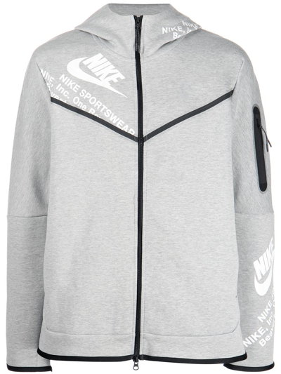 Nike Men's  Sportswear Tech Fleece Graphic Full-zip Hoodie In Grey