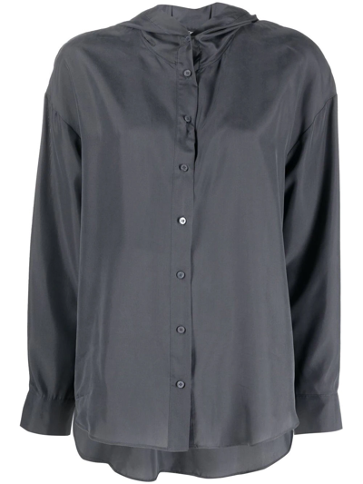 Luisa Cerano Hooded Silk Shirt In Grey