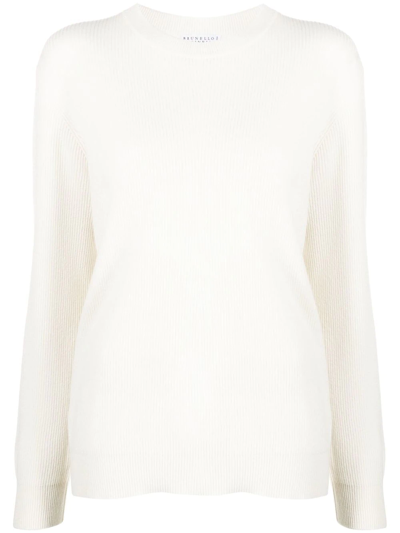 Brunello Cucinelli Boat Neck Jumper In Beige