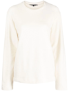Sofie D'hoore Long Sleeve Crew Neck Jersey Cotton Boucle Knit In Neutrals
