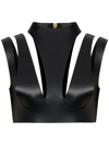 BALMAIN CUT-OUT LEATHER CROP TOP