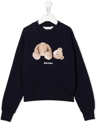 Palm Angels Kids' Bear-motif Sweatshirt In Blue