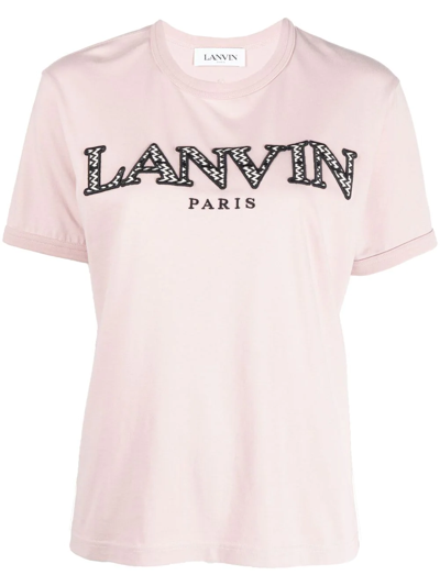 Lanvin Logo Embroidered T-shirt In Pink & Purple