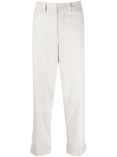 Closed Rolled-cuff Cropped Trousers In White