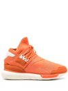 Y-3 Qasa Suede-trimmed Neoprene And Webbing High-top Sneakers In Orange