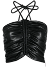 MSGM RUCHED FAUX LEATHER VEST