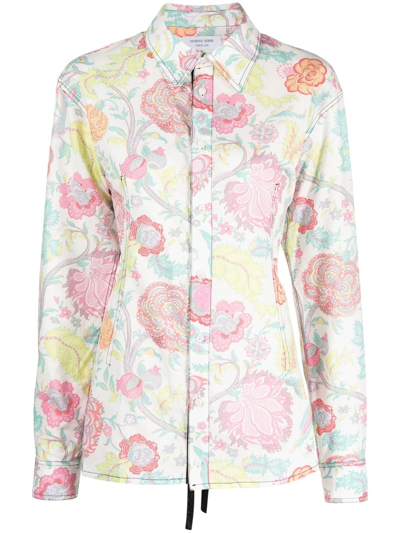 Marine Serre Floral Print Reverse Corset Shirt In Multicolour