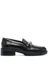 Tommy Hilfiger Chain-link Detail Leather Loafers In Black