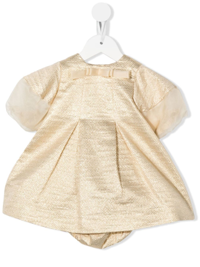 Mi Mi Sol Babies' Metallic Puff-sleeve Dress In Yellow