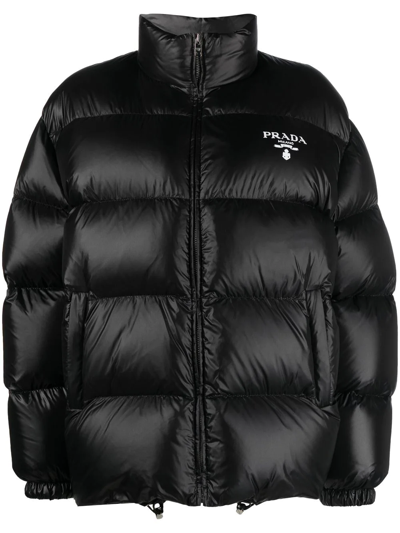 Prada Black Re-nylon Padded Jacket With Logo