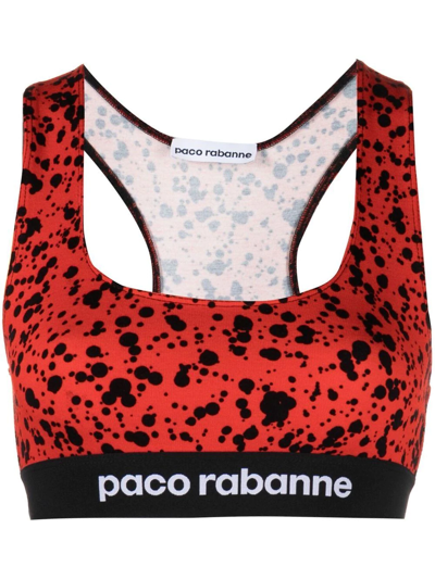 Rabanne Abstract-print Bralette Top In Red