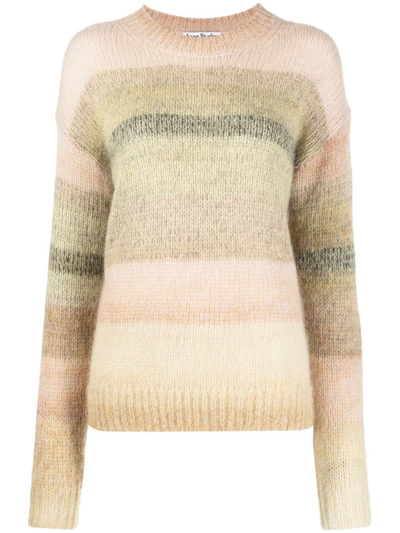 Acne Studios Kelsie Striped Knitted Jumper In Warm Beige