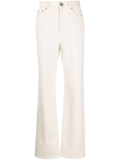 Acne Studios Embroidered Bootcut Jeans In Nude