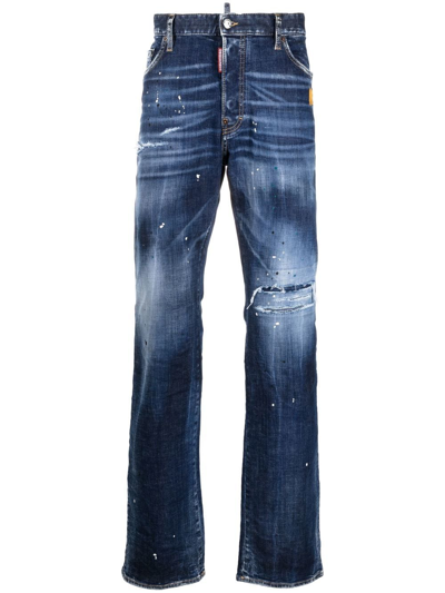 Dsquared2 Bleached-wash Design Jeans In Blue