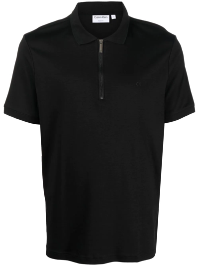 Calvin Klein 拉链领polo衫 In Black