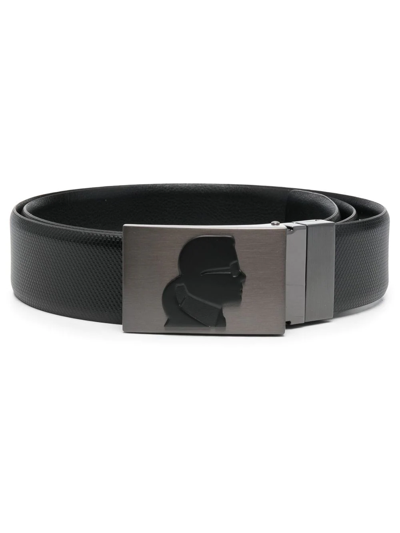 Karl Lagerfeld Logo-buckle Reversible Belt In Black