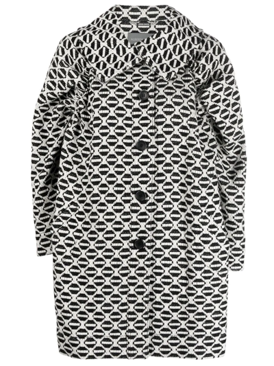 Alberta Ferretti Geometric-pattern Virgin-wool Coat In Black