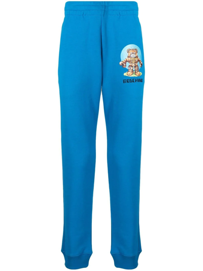 Moschino Logo-print Cotton Track Pants In Blau