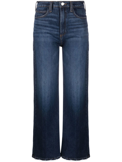 Frame Raw-cut Hem Wide-leg Jeans In Blau