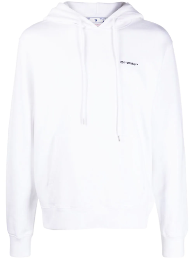 Off-white Wave Diag Drawstring Hoodie In White