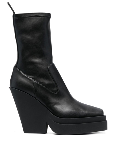 Gia Borghini 110mm Faux Leather Ankle Boots In Black
