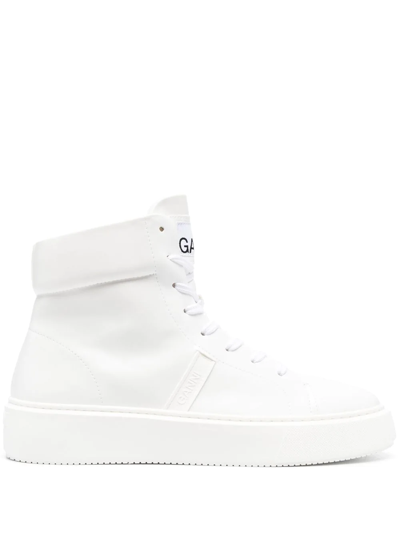 Ganni Faux Leather High-top Trainers In White