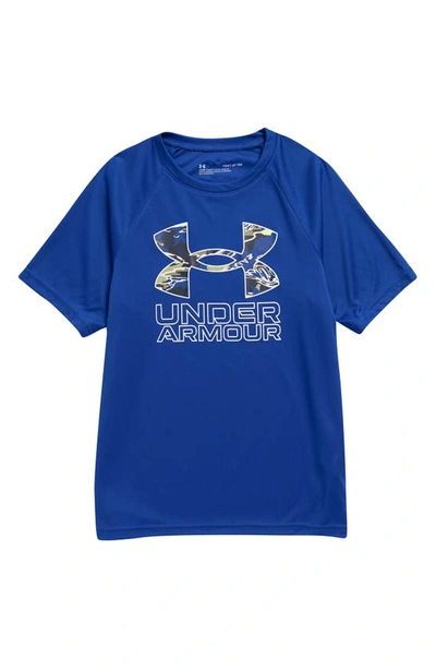 Under Armour Kids' Ua Tech™ Hybrid Performance Graphic Tee In 401 Royal