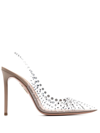 Aquazzura Starburst 75 Crystal-embellished Pvc Slingback Pumps In Neutrals