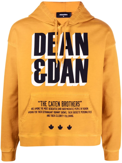 Dsquared2 Graphic-print Hoodie In Yellow