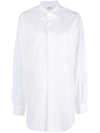 Maison Margiela Oversize Cotton Poplin Long Shirt In Weiss