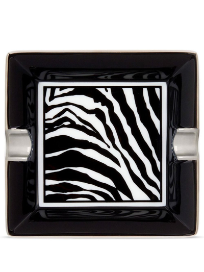 Dolce & Gabbana Zebra-print Porcelain Ash-tray In Black