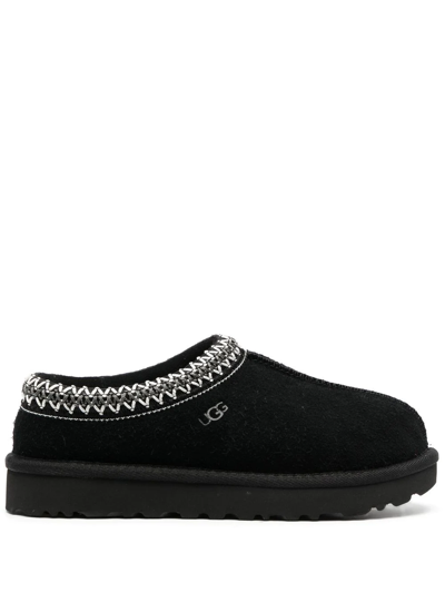 Ugg Tasman Shearling-lined Suede Slippers In Nero