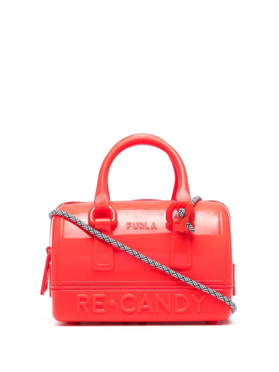 Furla Logo-embossed Mini Tote In Red