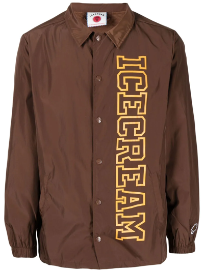 Icecream Logo-print Shirt Jacket In Braun