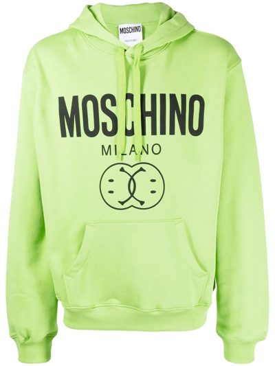 Moschino Logo-print Drawstring Hoodie In Grün