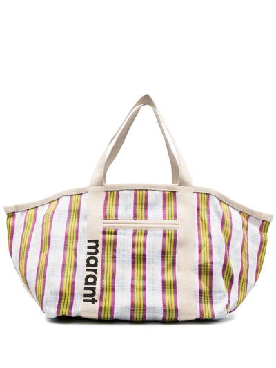 Isabel Marant Warden Striped Tote Bag In Nude