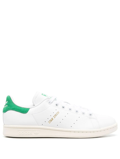 Adidas Originals Stan Smith Lace-up Sneakers In White,green