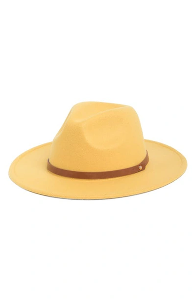 Melrose And Market Faux Leather Trim Felt Panama Hat In Yellow Combo