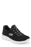 Skechers Women's Summits - Cool Classic Wide Width Athletic Walking Sneakers From Finish Line In Black/ Turquoise