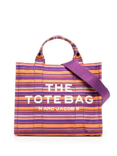 Marc Jacobs The Traveler Small Striped Canvas Shopping Bag In Multicolor